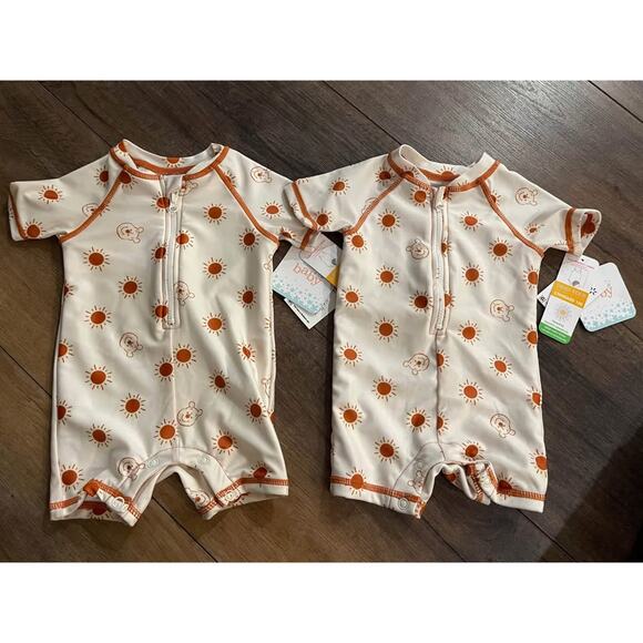 Disney Winnie The Pooh Twin set of Swim Rompers (3-6 month)